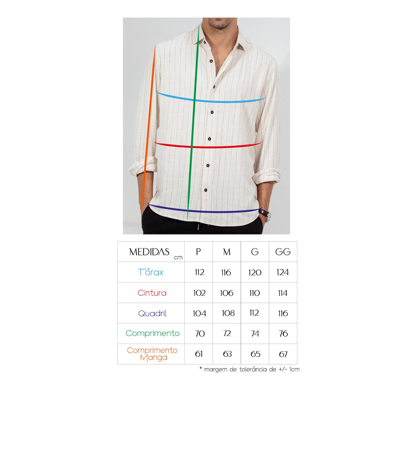 CAMISA LINHO CRU LISTRA PRETA