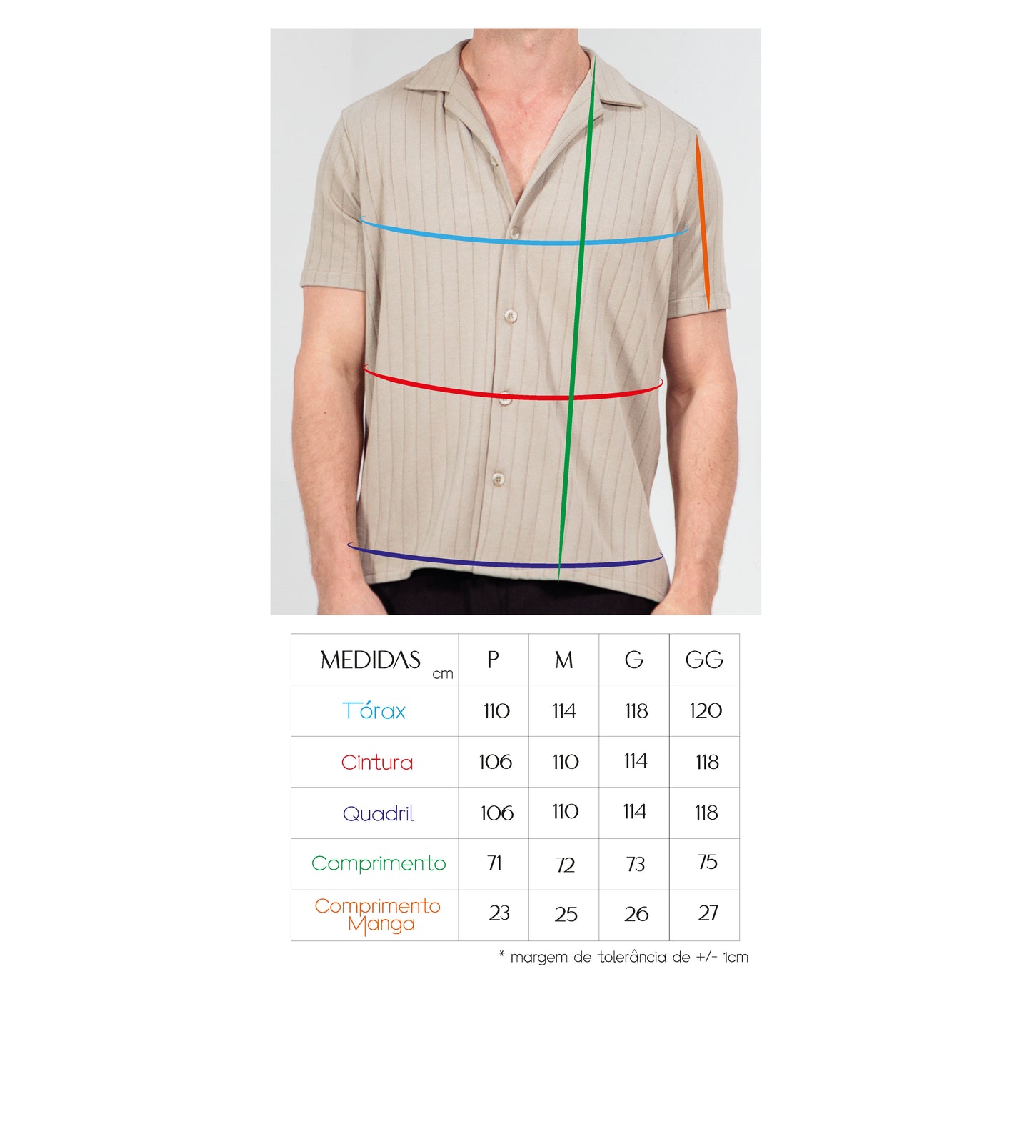 CAMISA MANGA CURTA MÔNACO AREIA ESCURO