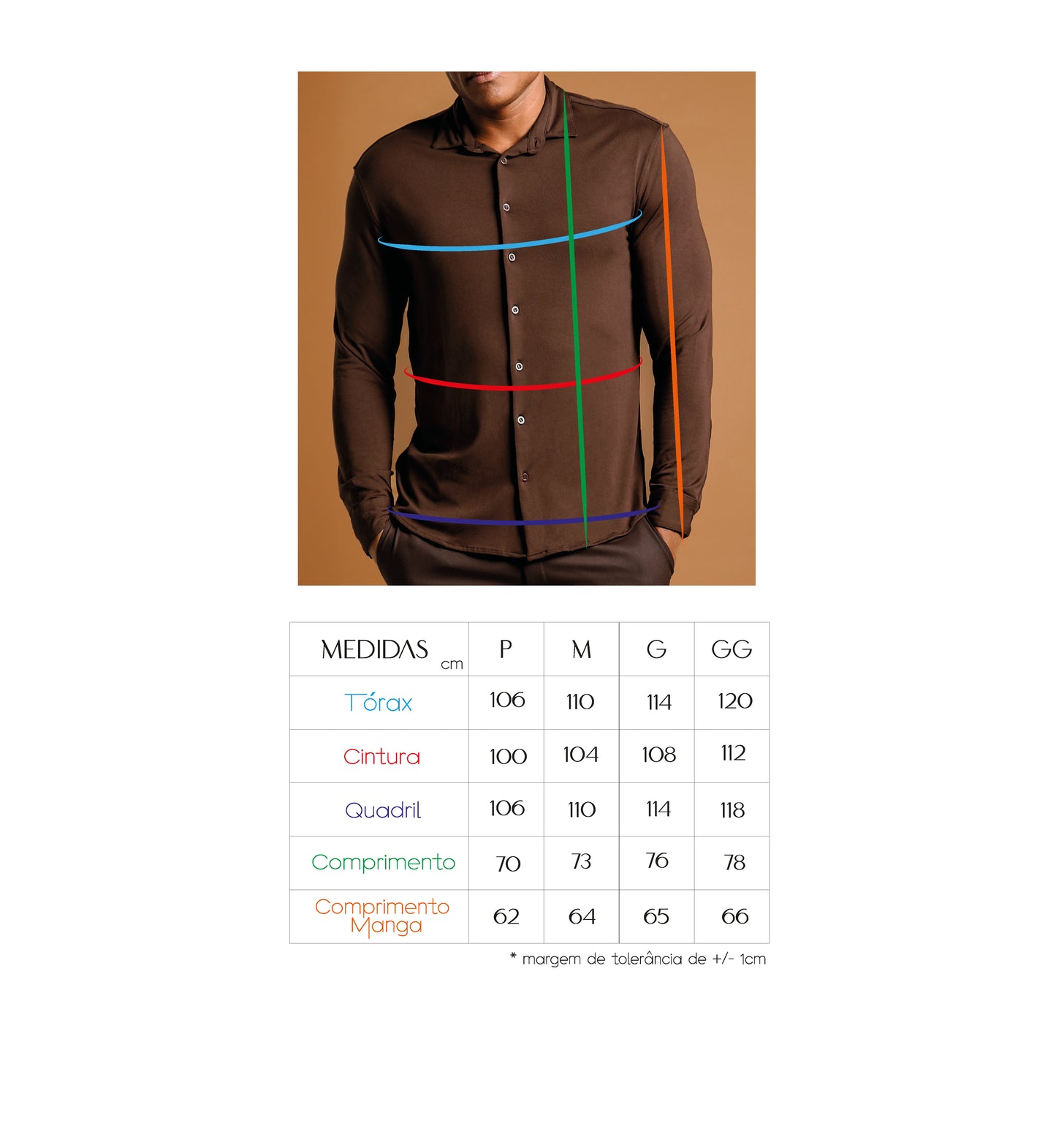 CAMISA SOCIAL EM MALHA MARROM