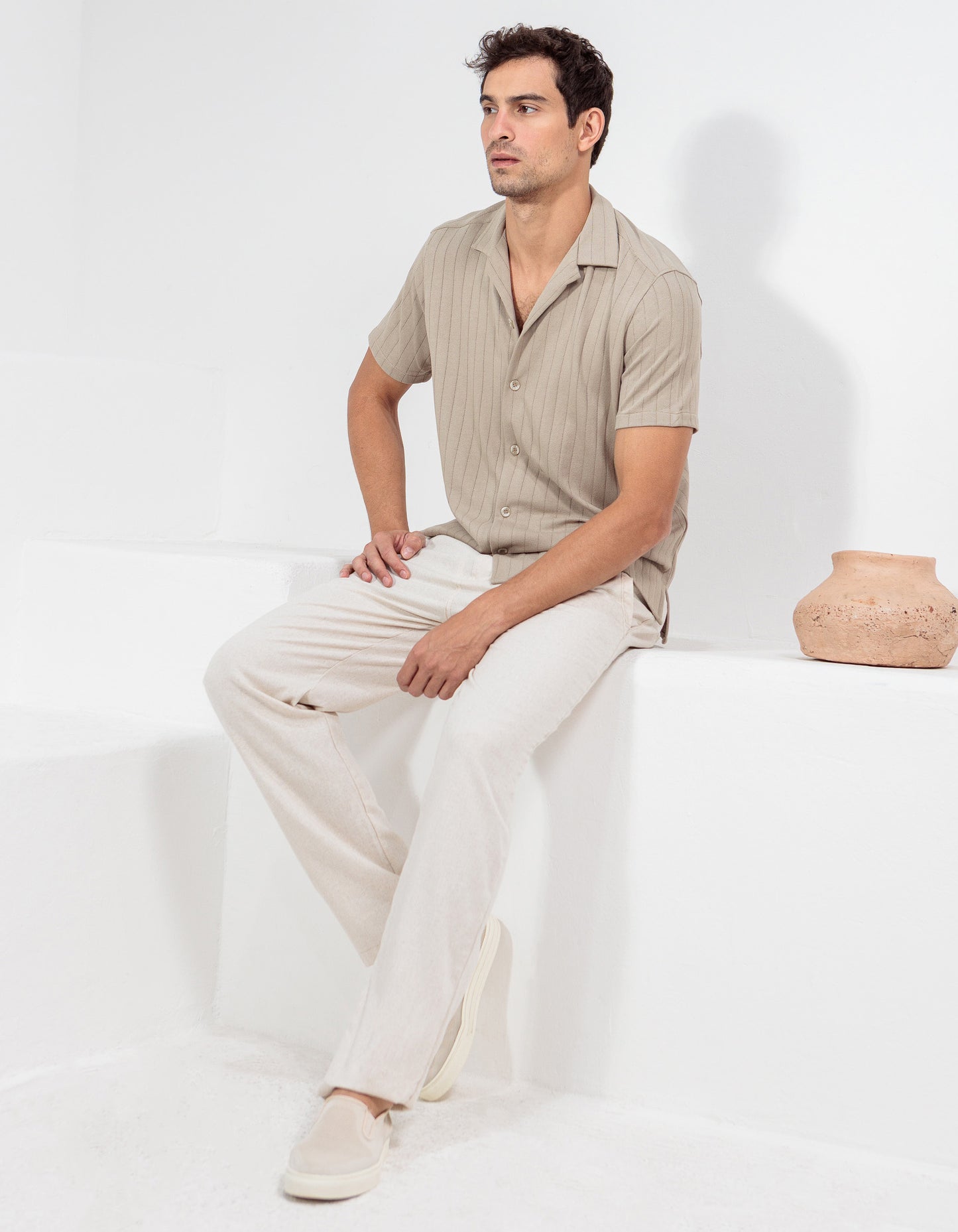 CAMISA MANGA CURTA MÔNACO AREIA ESCURO