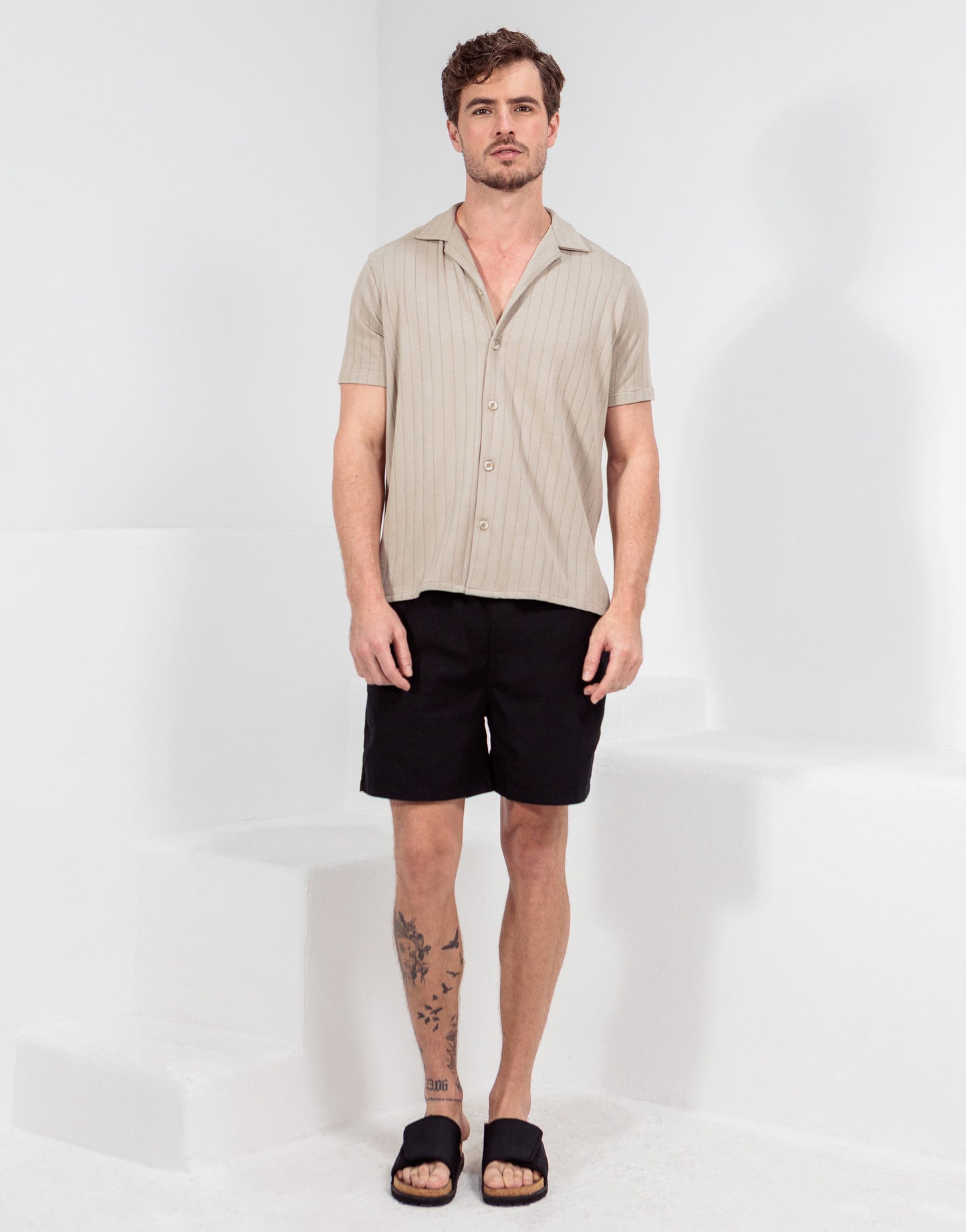 CAMISA MANGA CURTA MÔNACO AREIA ESCURO