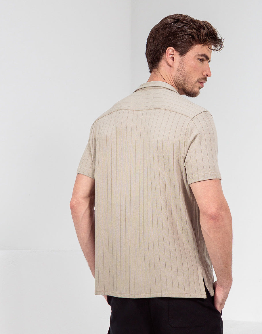 CAMISA MANGA CURTA MÔNACO AREIA ESCURO