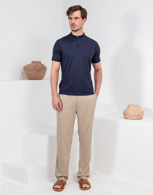 CAMISETA HENLEY SLIM MARINHO