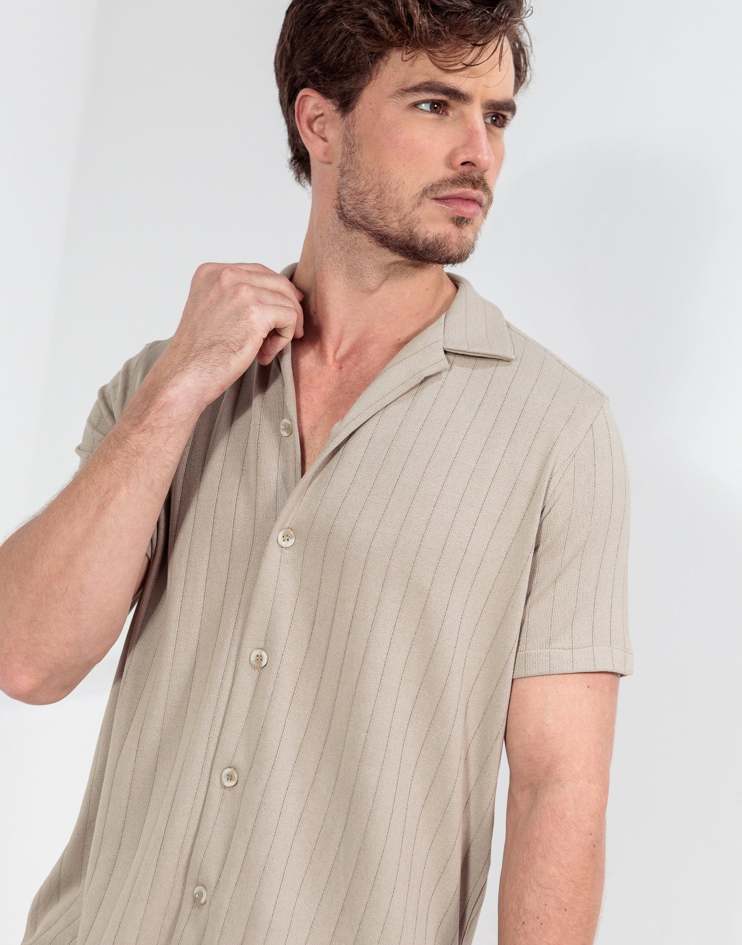 CAMISA MANGA CURTA MÔNACO AREIA ESCURO