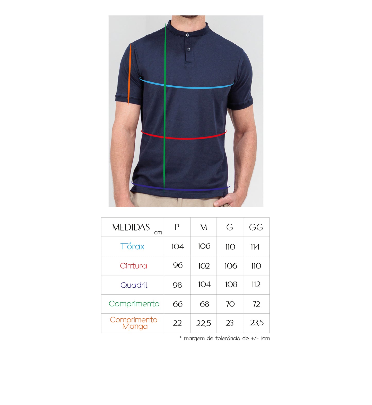 CAMISETA HENLEY SLIM MARINHO